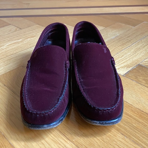 Tod’s velvet loafer driving shoe burgundy slip on flats Exceppent well kept - Picture 2 of 9